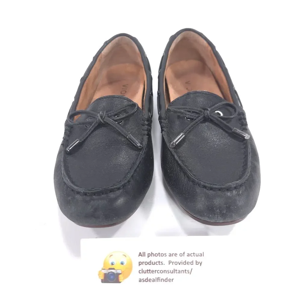 Vionic Virginia Leather Driving Moccasin Flat Womens Size 6.5 TVW5282 Black